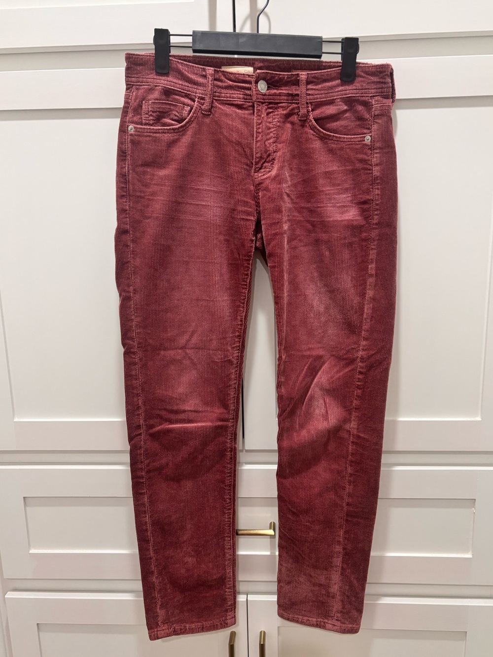 Anthro Pilcro Dusty Rose Corduroy Slim Boyfriend Crop Pants